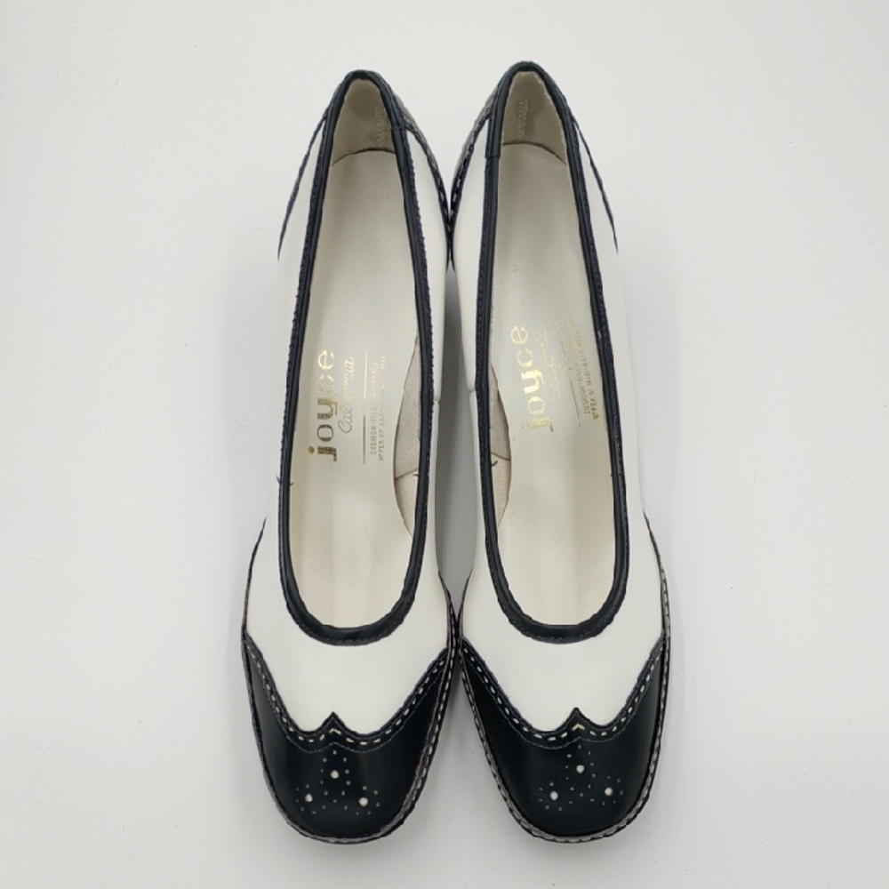 Vintage Joyce Spectator Pumps White/Navy